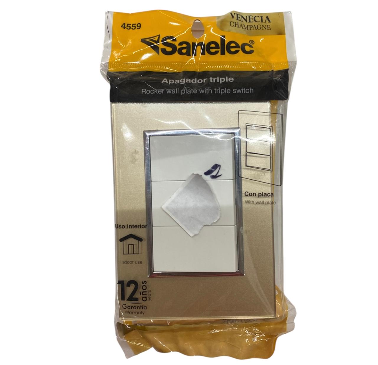 Apagador Triple Con Placa Dorada